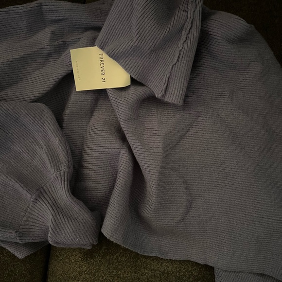 Forever 21 knit blue crop sweater too small nwt turtleneck - Picture 5 of 7
